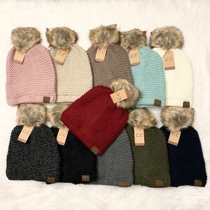 C.C Beanies Slouchy Tie Pom Beanie for Adults, Winter Hats, Premium Warm Hats